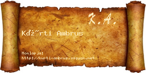 Kürti Ambrus névjegykártya