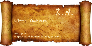 Kürti Ambrus névjegykártya